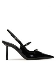 Le Silla Sandały 4243C080BLPPKAB Czarny. Czarne sandały LE SILLA, bez wzorów, z lakierowanej skóry, bez obcasa, na szpilce, bez zapięcia. Za 2,269.00 zł.