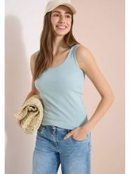 Cecil Top w kolorze błękitnym rozmiar: M. Niebieskie topy Cecil, m, bez wzorów, z bawełny, bez kołnierzyka, bez ramiączek. Za 59.95 zł.