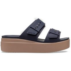 Sandały Dla Kobiet Crocs Brooklyn Low Wedge Sandal. Niebieskie sandały Crocs, bez wzorów, z materiału, eleganckie, bez obcasa, na platformie, bez zapięcia. Za 144.99 zł.