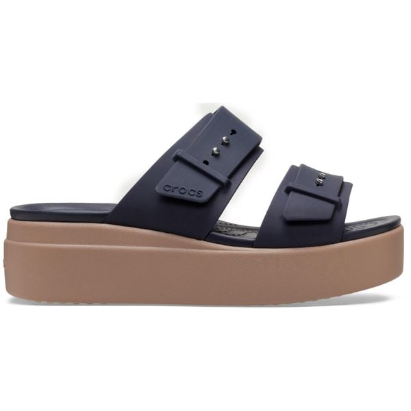 Sandały Dla Kobiet Crocs Brooklyn Low Wedge Sandal. Niebieskie sandały Crocs, bez wzorów, z materiału, eleganckie, bez obcasa, na platformie, bez zapięcia. Za 144.99 zł.