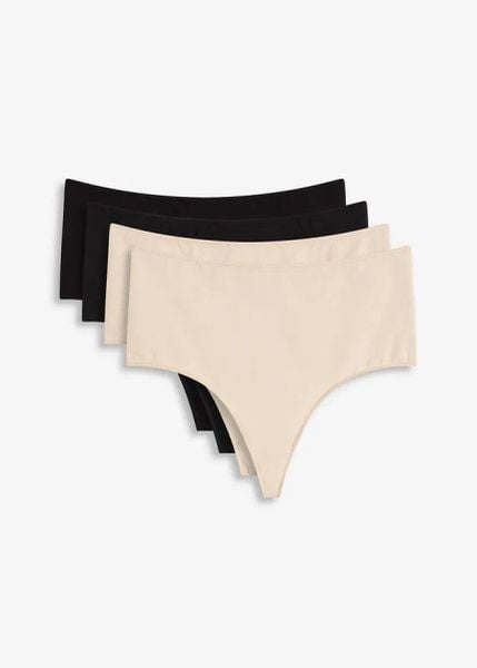 Figi maxi z miękkiej bawełny (4 pary). Czarne figi bonprix, bez wzorów, z bawełny. Za 64.99 zł.