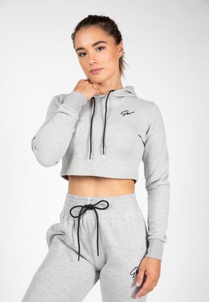 Pixley Crop Top Bluza z kapturem - Szary. Szare bluzy GORILLA WEAR, s, bez wzorów, z bawełny, z kapturem. Za 168.00 zł.