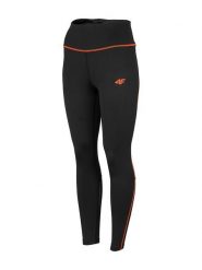 4F Legginsy funkcyjne w kolorze czarno-pomarańczowym rozmiar: S. Czarne legginsy 4f, s, bez wzorów, z materiału, z podwyższonym stanem. Za 33.95 zł.