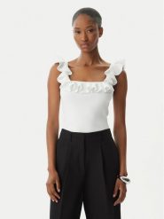 MICHAEL Michael Kors Bluzka MS661G033D Biały Slim Fit. Białe bluzki MICHAEL Michael Kors, s, bez wzorów, z wiskozy, bez kołnierzyka, bez ramiączek. Za 529.99 zł.