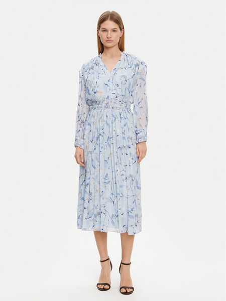 BOSS Sukienka codzienna 50530539 Błękitny Regular Fit. Niebieskie sukienki Boss, na co dzień, bez wzorów, z jedwabiu, bez kołnierzyka, bez ramiączek, proste. Za 1,639.00 zł.