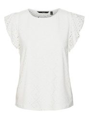 Vero Moda Koszulka "Tassa" w kolorze białym rozmiar: XS. Białe bluzki Vero Moda, xs, bez wzorów, bez kołnierzyka, bez ramiączek. Za 66.45 zł.