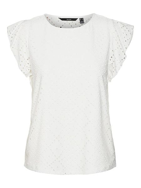 Vero Moda Koszulka "Tassa" w kolorze białym rozmiar: L. Białe bluzki Vero Moda, l, bez wzorów, bez kołnierzyka, bez ramiączek. Za 75.69 zł.
