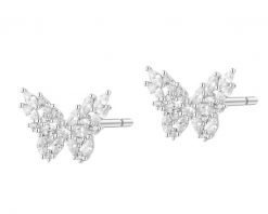 Kolczyki srebrne z cyrkoniami - motyle. Szare kolczyki Apart, z cyrkonią, srebrne. Za 189.00 zł.