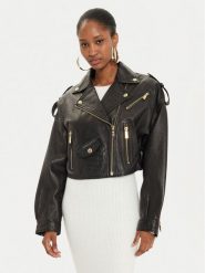 Just Cavalli Kurtka skórzana 77PAVP05 Czarny Regular Fit. Czarne kurtki Just Cavalli, bez wzorów, ze skóry, bez kaptura. Za 2,279.00 zł.