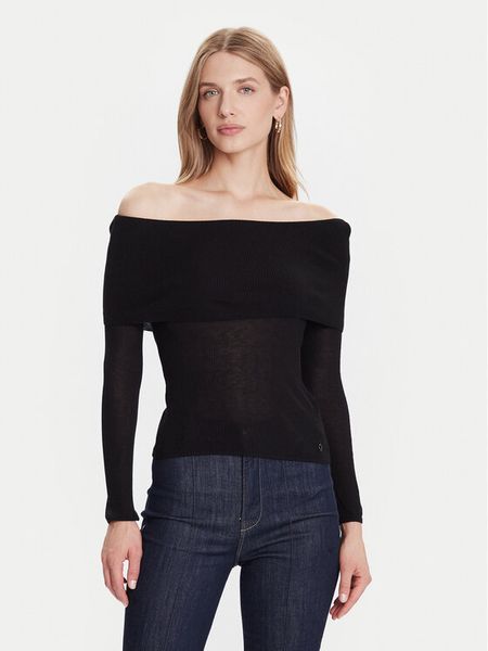 Guess Sweter W5BR48 Z0612 Czarny Slim Fit. Czarne swetry Guess, xs, z aplikacjami, z wiskozy, bez ramiączek. Za 309.99 zł.