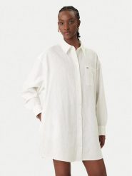 Tommy Jeans Sukienka koszulowa DW0DW22344 Biały Relaxed Fit. Białe sukienki Tommy Jeans, l, bez wzorów, z jeansu, bez kołnierzyka, bez ramiączek, koszulowe. Za 449.99 zł.