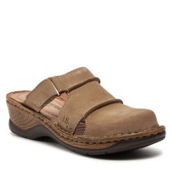 Klapki Josef Seibel. Brązowe klapki Josef Seibel, bez wzorów, bez obcasa. Za 259.99 zł.