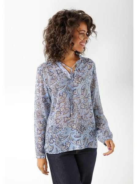 Aniston Bluzka w kolorze błękitnym rozmiar: 46. Niebieskie bluzki Aniston, bez wzorów, bez kołnierzyka, bez ramiączek. Za 76.45 zł.