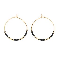 Kolczyki koła z czarnymi japońskimi koralikami Miyuki. Czarne kolczyki Lilou, ze stali. Za 149.00 zł.