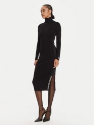 Elisabetta Franchi Sukienka dzianinowa AM-03S-56E2-V390 Czarny Slim Fit. Czarne sukienki Elisabetta Franchi, s, bez wzorów, z dzianiny, bez kołnierzyka, bez ramiączek. Za 1,689.00 zł.