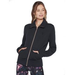 Bluza dresowa sportowa damska Hoodless Hoodie Skechcloud Jacket. Czarne bluzy Skechers, l, bez wzorów, z dresówki, bez kaptura. Za 299.99 zł.