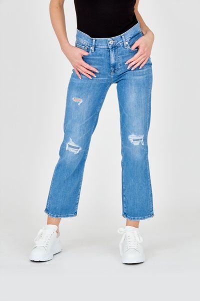 7 FOR ALL MANKIND Niebieskie damskie jeansy Straight, Rozmiar 26. Niebieskie jeansy 7 for all mankind, bez wzorów. W wyprzedaży za 474.99 zł.