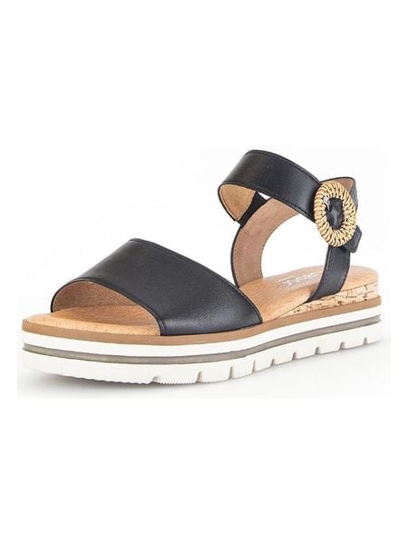 Gabor Skórzane sandały w kolorze czarnym rozmiar: 40,5. Czarne sandały Gabor, bez wzorów, klasyczne, z otwartym noskiem, bez obcasa, bez zapięcia. Za 227.85 zł.