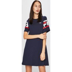 Fila - Sukienka. Niebieskie sukienki Fila, na co dzień, s, bez wzorów, z bawełny, casualowe, bez kołnierzyka, bez ramiączek, mini, proste. W wyprzedaży za 149.90 zł.