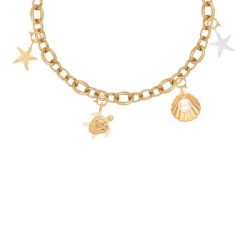 Naszyjnik Łańcuch No.3 z zawieszkami Starfish, Venus i Żółw Harmonii. Naszyjniki Lilou, z cyrkonią, posrebrzane. Za 851.00 zł.
