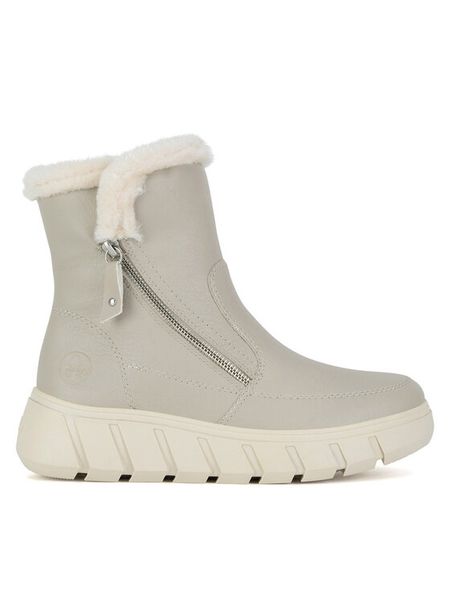 Rieker Botki Y3581-60 Beżowy. Brązowe botki Rieker, bez wzorów, z materiału, bez obcasa, na płaskiej podeszwie, bez zapięcia. Za 279.99 zł.