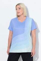 Damskie Koszula na jogę marszczona taśma na plecach dekolt w serek rękaw 1/2. Niebieskie koszule Ulla Popken, m, bez wzorów, z dżerseju, bez kołnierzyka, plus size, bez ramiączek. Za 185.99 zł.