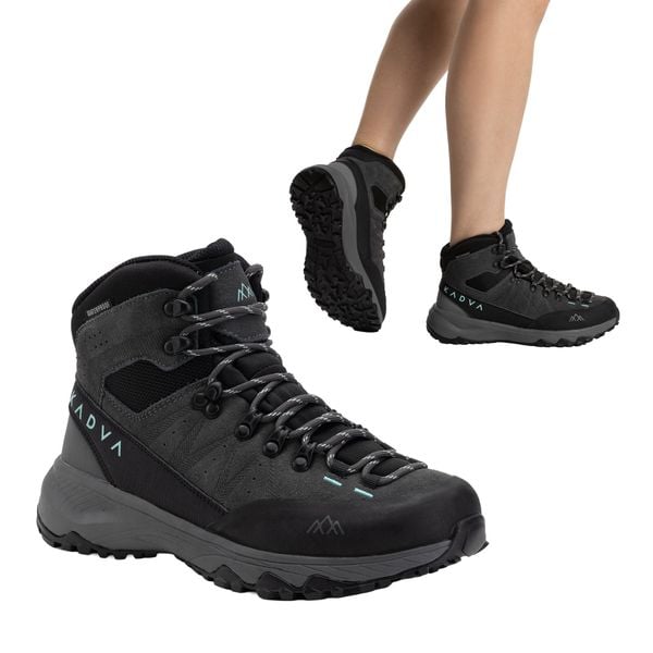 Buty trekkingowe damskie KADVA Stride Mid WaterProof. Czarne trekkingi KADVA, z gumy, trekkingowe. Za 239.99 zł.
