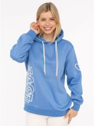 Zwillingsherz Bluza "LOVE 2.0" w kolorze błękitnym rozmiar: L/XL. Niebieskie bluzy sportowe Zwillingsherz, l, bez wzorów, z kapturem. Za 185.45 zł.