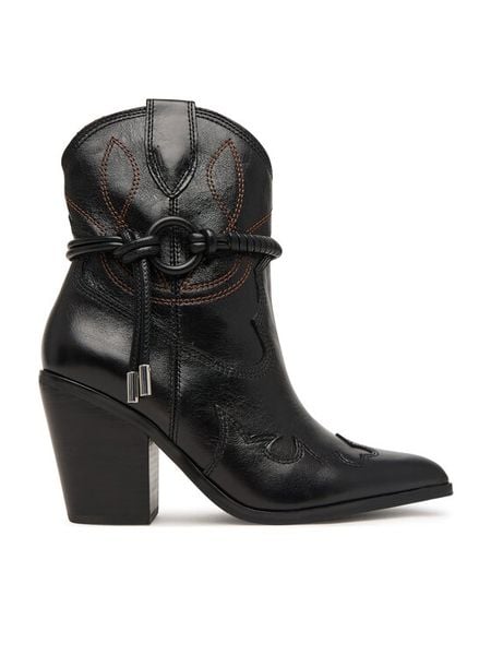 Aldo Kowbojki Nuwestern 14447797 Czarny. Czarne botki Aldo, bez wzorów, ze skóry, bez obcasa, na słupku, bez zapięcia. Za 769.99 zł.
