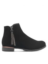 Jenny Fairy Botki W16AW462-6 Czarny. Czarne botki Jenny Fairy, bez wzorów, z materiału, bez obcasa, na płaskiej podeszwie, bez zapięcia. Za 139.99 zł.