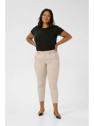 Kaffe Spodnie chino "Leana" w kolorze kremowym rozmiar: 42. Brązowe spodnie materiałowe Kaffe, bez wzorów, z podwyższonym stanem. Za 208.99 zł.