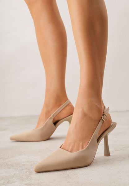 Beżowe Sandały na Szpilce z Odkrytą Piętą Uhrtila. Brązowe sandały Born2be, bez wzorów, z jeansu, eleganckie, bez obcasa, na obcasie, bez zapięcia. Za 119.99 zł.