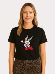 WOOOP Koszulka "Looney Tunes Bugs Bunny" w kolorze czarnym rozmiar: M. Czarne bluzki Wooop, m, bez wzorów, z bawełny, bez kołnierzyka, bez ramiączek. Za 56.99 zł.