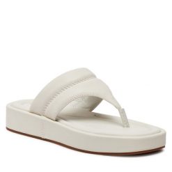 Japonki Clarks. Białe klapki Clarks, bez wzorów, bez obcasa. Za 319.99 zł.