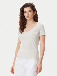 Tommy Jeans T-Shirt Essential DW0DW17385 Beżowy Slim Fit. Brązowe t-shirty Tommy Jeans, xxs, bez wzorów, z bawełny, bez kołnierzyka, bez ramiączek. Za 109.99 zł.