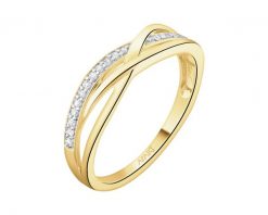Pierścionek z żółtego złota z diamentami - 0,06 ct - próba 585. Żółte pierścionki Apart, z diamentem, złote. Za 3,090.00 zł.