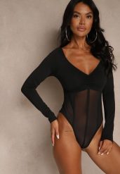 Czarne Body Vices o Fasonie Longsleeve z Dekoltem w Kształcie V Asstre. Czarne body Renee, l, bez wzorów, z jeansu. Za 69.99 zł.
