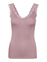 Vero Moda Top w kolorze jasnoróżowym rozmiar: L. Różowe topy Vero Moda, l, bez wzorów, z koronki, bez kołnierzyka, bez ramiączek. Za 48.39 zł.