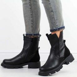 Czarne wysokie botki damskie Potocki 96302. Czarne botki POTOCKI, na jesień, bez wzorów, z polaru, z okrągłym noskiem, bez obcasa, bez zapięcia. Za 239.00 zł.