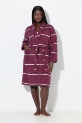 Damskie Szlafrok paski szalowy kołnierz długi rękaw frotte. Zielone szlafroki Ulla Popken, plus size, bez wzorów, z bawełny, plus size, bez ramiączek, bez kaptura. Za 349.99 zł.