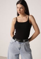 Czarny Wiskozowy Top z Podwójnymi Ramiączkami Hendrea. Czarne topy Born2be, m, bez wzorów, z jeansu, bez kołnierzyka, bez ramiączek. Za 59.99 zł.
