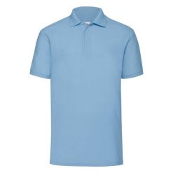 Koszulka polo Fruit Of The Loom 65/35 Blue Cielo. Niebieskie koszulki polo FRUIT OF THE LOOM, s, bez wzorów, z bawełny, bez kołnierzyka, bez ramiączek. Za 144.99 zł.