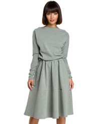 Be Wear Sukienka w kolorze jasnoszarym rozmiar: XL. Szare sukienki Be Wear, xl, bez wzorów, bez kołnierzyka, bez ramiączek, midi, rozkloszowane. Za 155.15 zł.