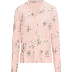 Bluzka z baskinką bonprix stary jasnoróżowy z nadrukiem. Czerwone bluzki bonprix, bez wzorów, eleganckie, bez kołnierzyka, bez ramiączek. Za 59.99 zł.