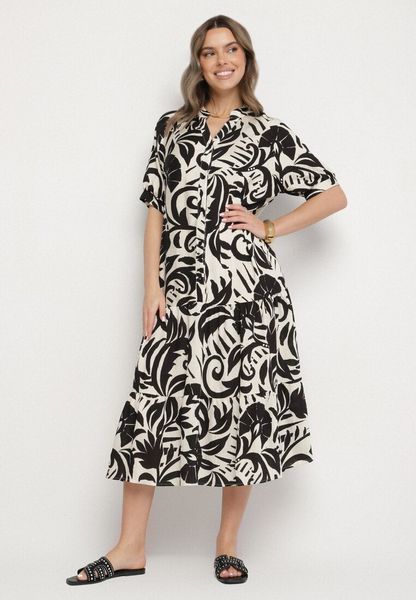 Czarna Wiskozowa Rozkloszowana Sukienka z Falbaną Filindania. Czarne sukienki Born2be, na co dzień, na lato, l, bez wzorów, z wiskozy, eleganckie, bez kołnierzyka, bez ramiączek, rozkloszowane. Za 89.99 zł.