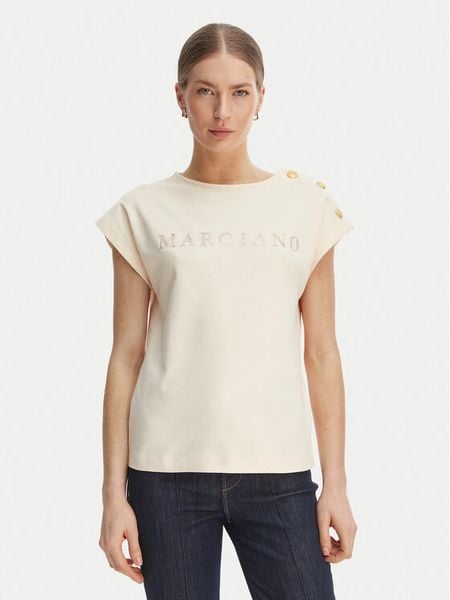 Marciano Guess T-Shirt G6GI04 K3505 Écru Regular Fit. Białe t-shirty Marciano Guess, s, z aplikacjami, z bawełny, bez kołnierzyka, bez ramiączek. Za 179.99 zł.