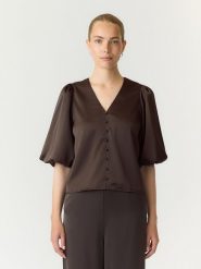 YAS Bluzka w kolorze brązowym rozmiar: XS. Brązowe bluzki YAS, xs, bez wzorów, bez kołnierzyka, bez ramiączek. Za 179.95 zł.