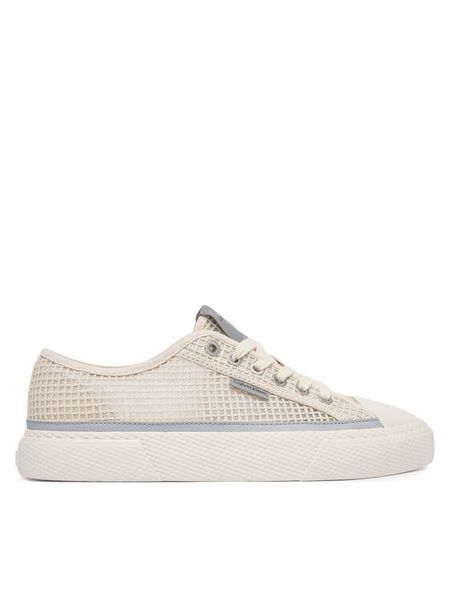 Calvin Klein Trampki Vulc Laceup Low Raffia HW0HW03082 Beżowy. Brązowe trampki Calvin Klein, bez wzorów, z materiału, bez zapięcia. Za 299.99 zł.