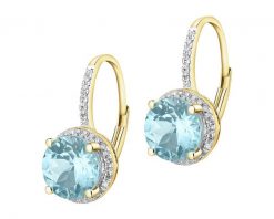 Kolczyki z żółtego złota z diamentami i topazami Sky Blue - próba 585. Niebieskie kolczyki Apart, z diamentem, złote. Za 3,090.00 zł.