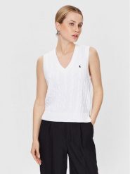 Polo Ralph Lauren Sweter 211906205001 Biały Regular Fit. Białe swetry Polo Ralph Lauren, xl, bez wzorów, z bawełny, bez ramiączek. Za 569.99 zł.